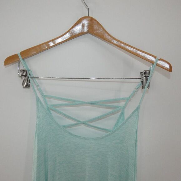Vanity Sleeveless Soft Pastel Blue Green Criss Cross Lace Women's Size S - Picture 2 of 6